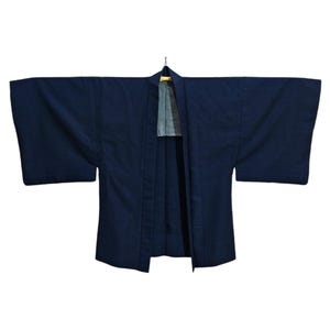 Japanese Blue Abstract Kimono Men&#39;s Jacket Haori | Floral Kimono Haori | Kimono Cardigan | Short Kimono Robe | Short Sleeve - A814