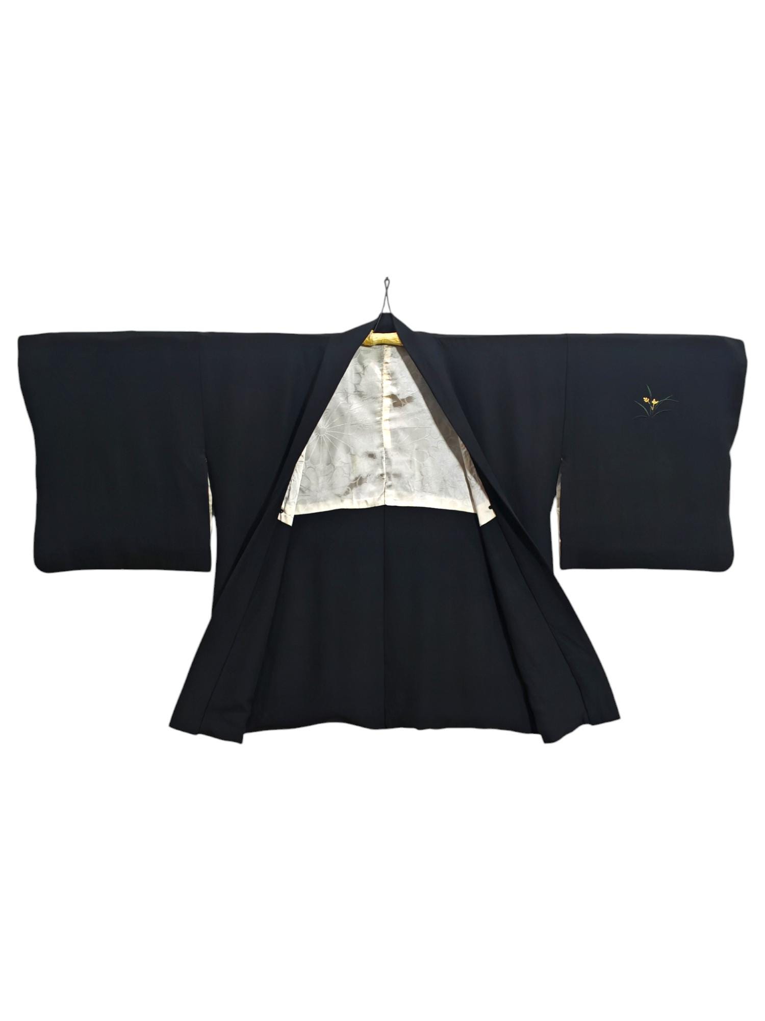Japanese Black Haori Silk Floral Kimono Jacket | Floral Kimono