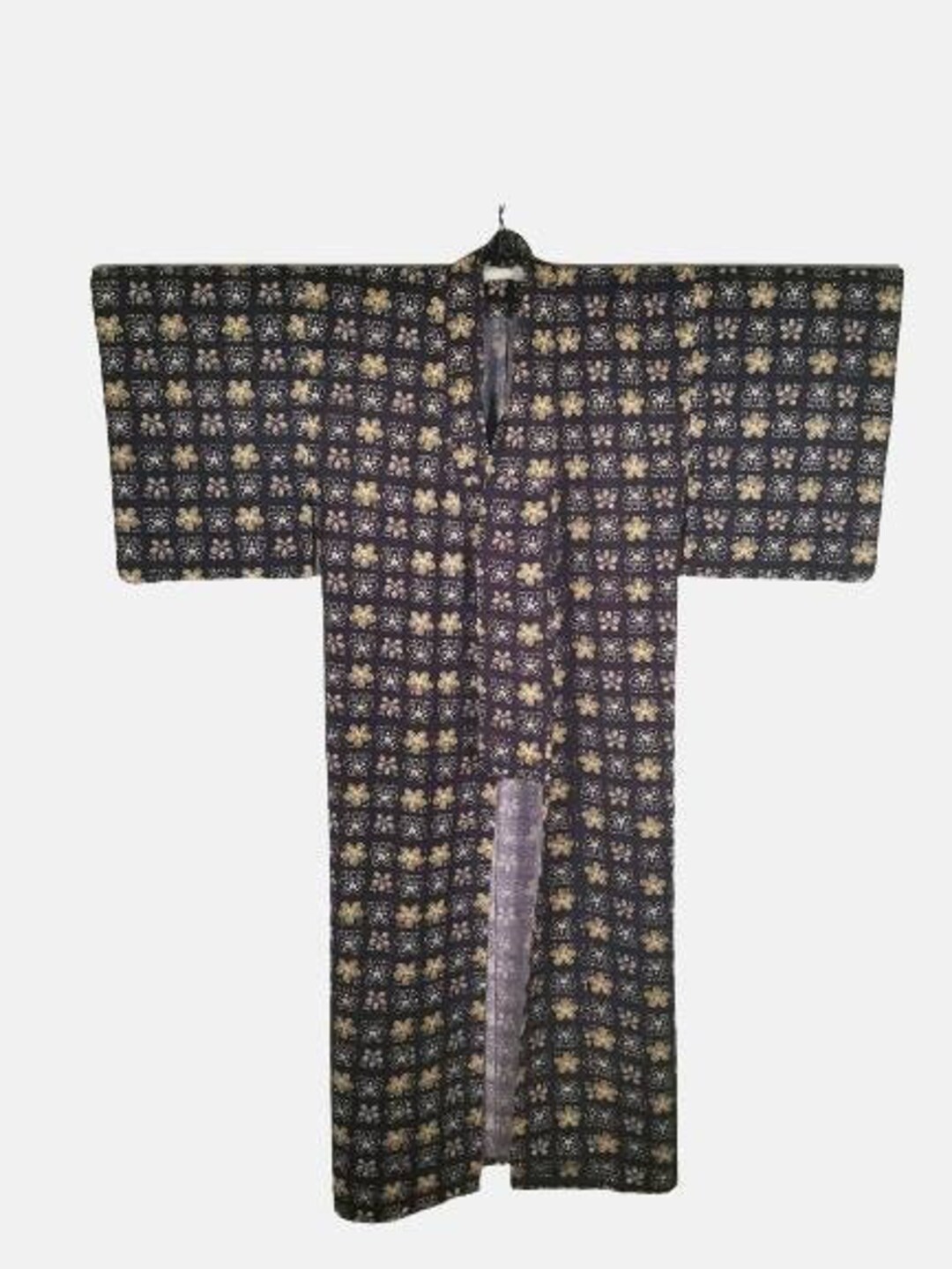 Japan Purple Robe Japanese Kimono Robe Purple Black Floral Kimono Dress | Floral Kimono ...