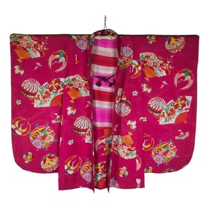 Japanese Kimono Robe Pink Abstract Kimono Dress | Floral Kimono | Kimono Cardigan| Long Kimono Robe | Yukata  - A763