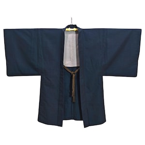 Japanese Blue Abstract Kimono Men&#39;s Jacket Haori | Floral Kimono Haori | Kimono Cardigan | Short Kimono Robe | Short Sleeve - A823