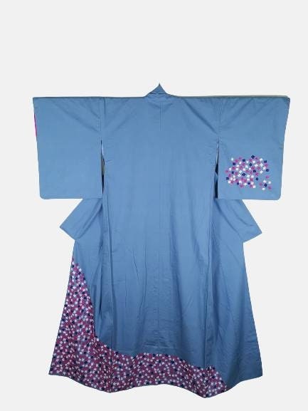 Japanese Kimono Robe Blue Floral Kimono Dress Floral Kimono - Etsy