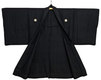 Japanese Black Floral Kimono Men's Jacket Thin Haori | Floral