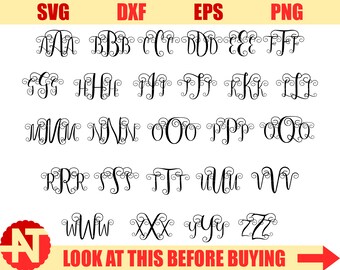 Interlocking font Interlocking Vine Monogram Font SVG DXF Monogram alphabet Monogram svg Vine font Monogram letters svg files Cricut Silhoue