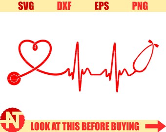 stethoscope svg rn svg nurse svg files Lpn DIY Vinyl Decal Heart Shaped Stethoscope svg files for cricut silhouette Vector files