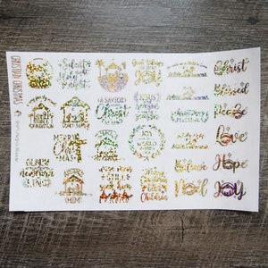 Christian Christmas Quotes, Christmas quotes, foiled quote planner stickers, functional stickers, planner stickers, foiled stickers