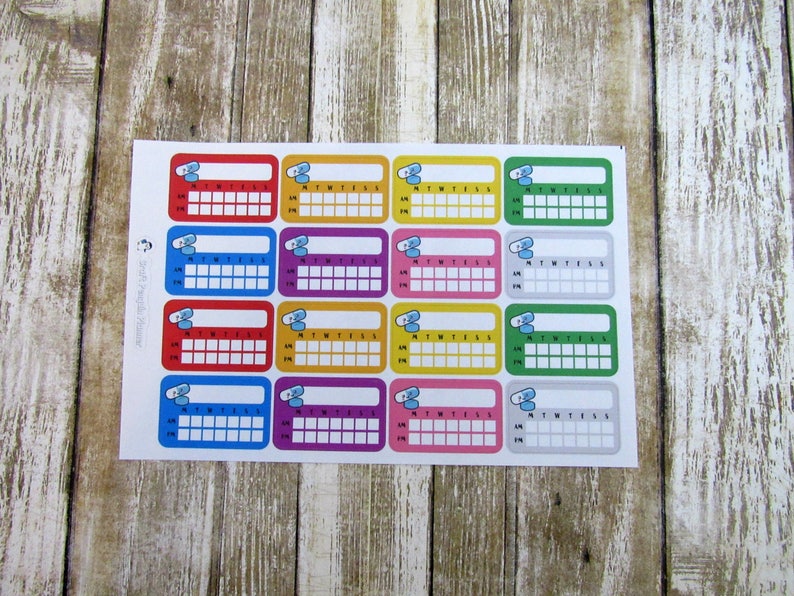 Weekly Pill reminder sticker Pill reminder tracker medicine Etsy