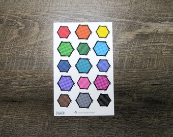 Doodle Grid Hexagons- DGH011, doodle hexagons, hexagon box stickers, functional sticker, journaling sticker