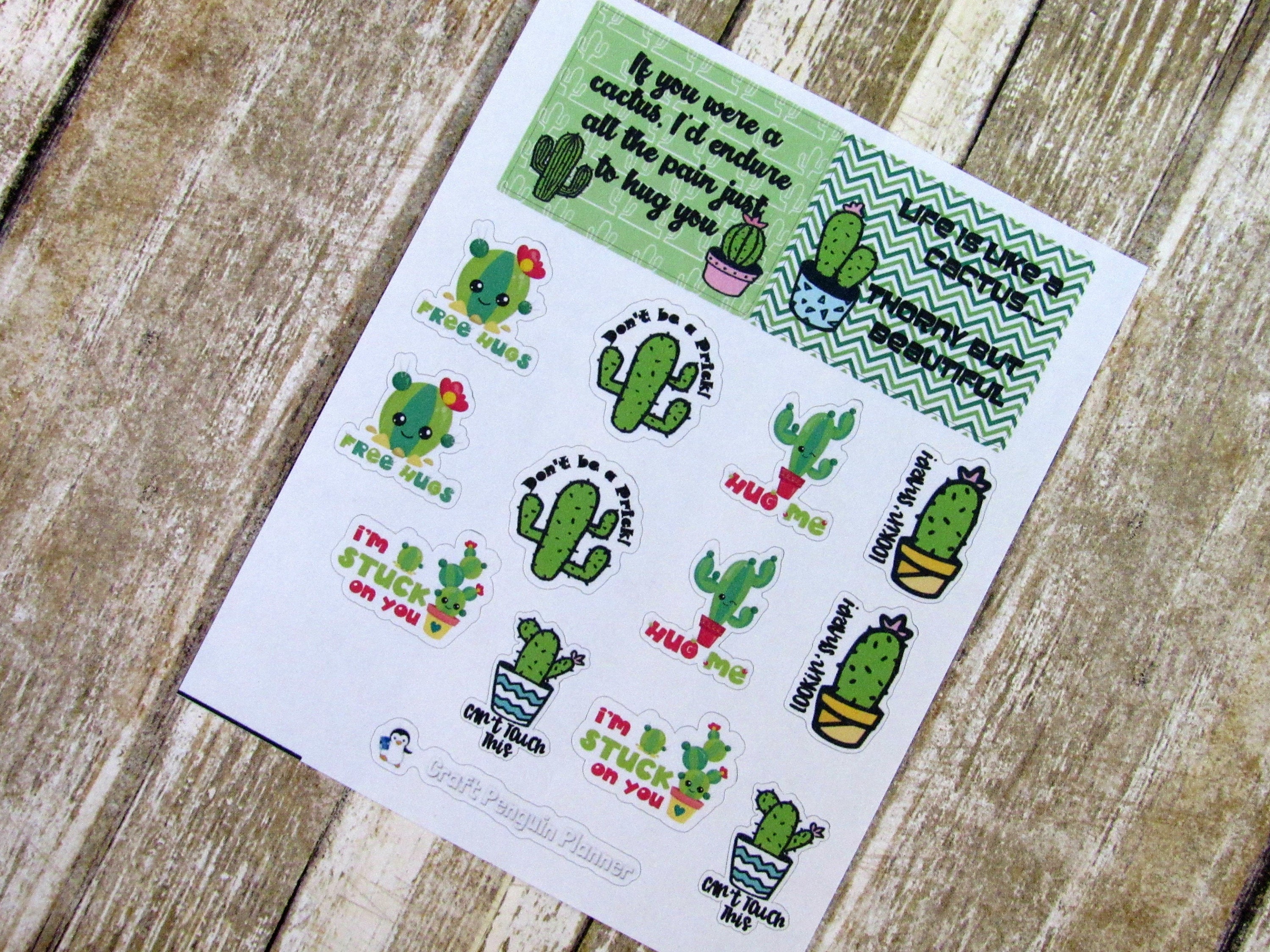 Kawaii cactus planner stickers A107