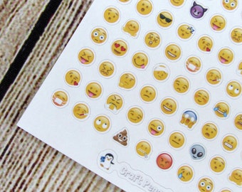 TINY Emoji Stickers, Emoji stickers, Tiny planner stickers, book annotation stickers