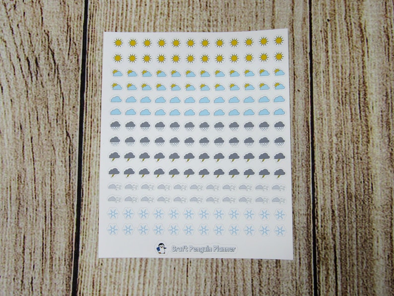TINY Hand Drawn Weather Stickers, Sun, Rain, Snow, Cloudy, Tornado ...