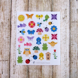 Spring deco stickers, Kawaii Spring stickers, bird stickers, flower stickers, frog stickers, butterfly stickers