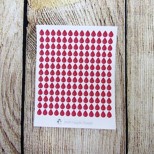 TINY Blood drop stickers, Mini blood drop stickers, Functional planner sticker, blood sugar tracker sticker, period tracker sticker image 2