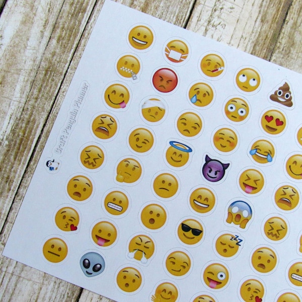 Emoji stickers, emoji planner stickers, emoticon stickers, functional planner sticker