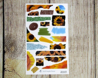 Journaling kit, Torn Paper stickers, Journal sticker kit, Bullet Journal Stickers, Bujo, JS0005- Choose to Shine, Sunflowers, Sunflower kit