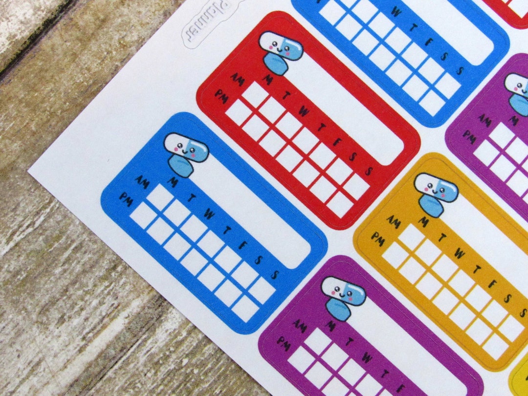 Weekly Pill Reminder Sticker, Pill Reminder Tracker, Medicine Reminder ...
