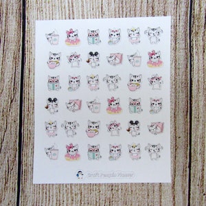 Cat mix sheet stickers, Cat does things, Cat character sticker, cute cat sticker, planner sticker, functional sticker