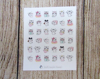 Cat mix sheet stickers, Cat does things, Cat character sticker, cute cat sticker, planner sticker, functional sticker