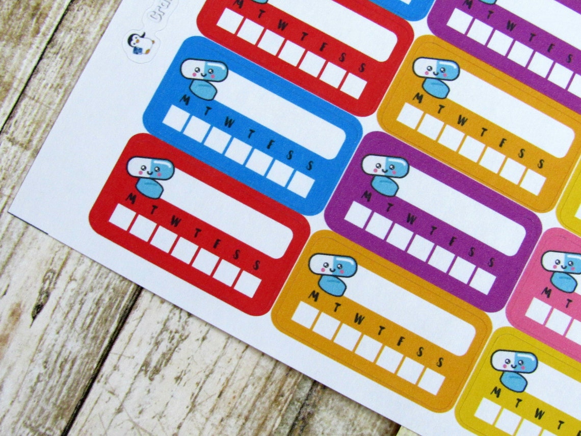 Weekly Pill Reminder Sticker Pill Reminder Tracker Medicine - Etsy