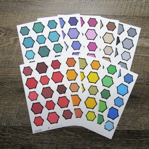Doodle Grid Hexagons- DGH001-DGH010, doodle hexagons, hexagon box stickers, functional sticker, journaling sticker