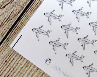 Airplane sticker, hand drawn sticker, plane sticker, travel sticker, vacation sticker, functional sticker
