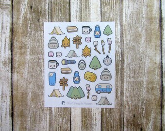 Camping deco stickers, Kawaii Camping stickers, Camping stickers, Cute Camping stickers