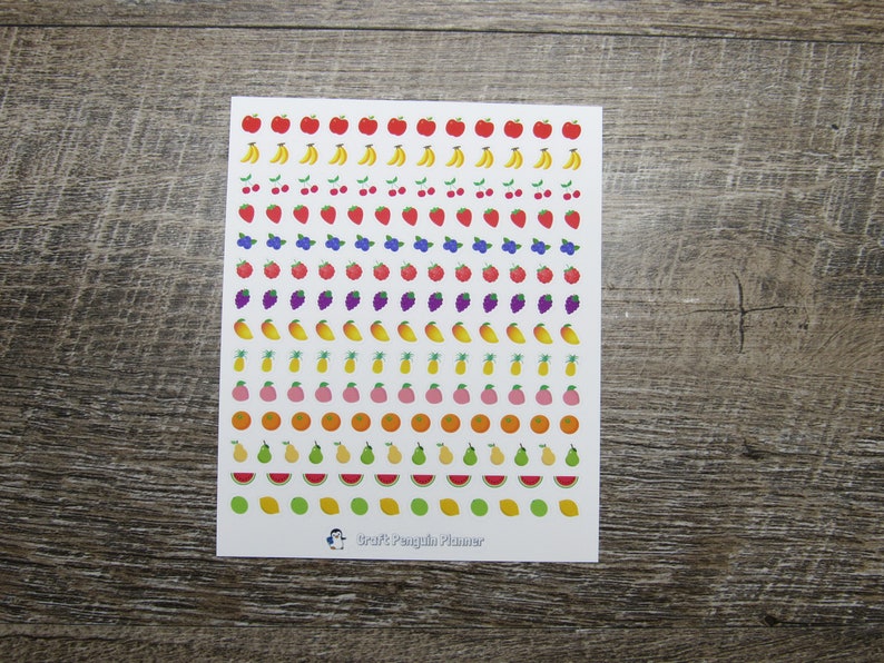 TINY fruits, fruit stickers, tiny fruit sticker, mini sticker, food sticker, diet sticker, healthy eating, healthy food image 2
