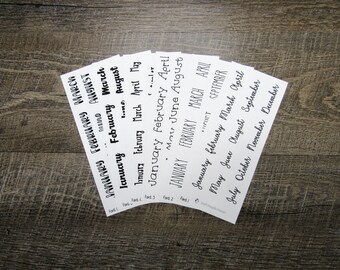 Months script, month stickers, months of the year stickers, script sticker, functional sticker, planner sticker
