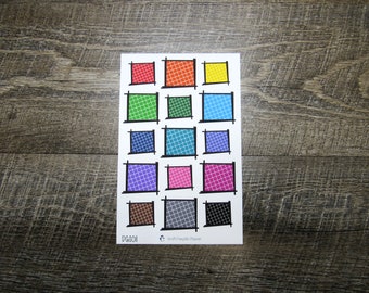 Doodle Grid Squares- DGS011, doodle squares, square box stickers, functional sticker, journaling sticker