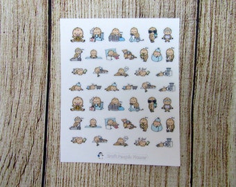 Sloth character stickers mix, sloth does things, character sticker, cute sloth sticker, planner sticker