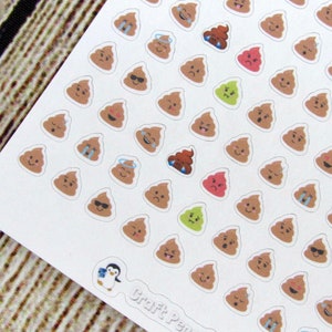 TINY Poop Emoji Stickers, Poop stickers, Emoji stickers, Poop Emoji, Functional planner sticker