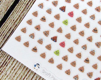 TINY Poop Emoji Stickers, Poop stickers, Emoji stickers, Poop Emoji, Functional planner sticker