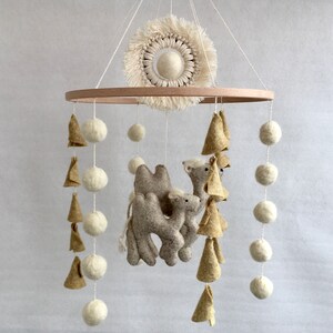 Baby felt mobile safari Boho neutral baby crib mobile African animals in desert Camels for nursery decor Hanging gender neutral mobile image 6