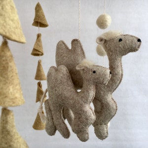 Baby felt mobile safari Boho neutral baby crib mobile African animals in desert Camels for nursery decor Hanging gender neutral mobile image 2