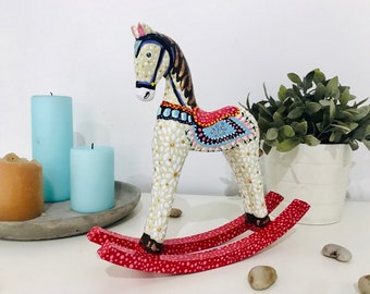 Rocking wooden horse, Texas desk figurine decor
