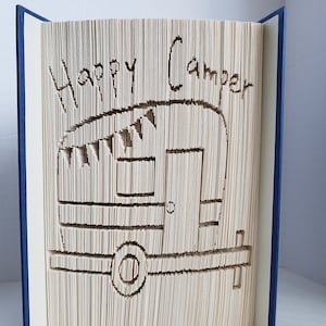Happy Camper Book Art, Book Fold Pattern - Cut and Fold Pattern for 21cm book with at least 549 pages