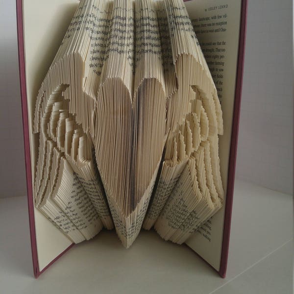 Heart With Angel Wings  Book Art Book Fold Pattern- Cut and Fold Pattern for 21cm book with at least 599 pages