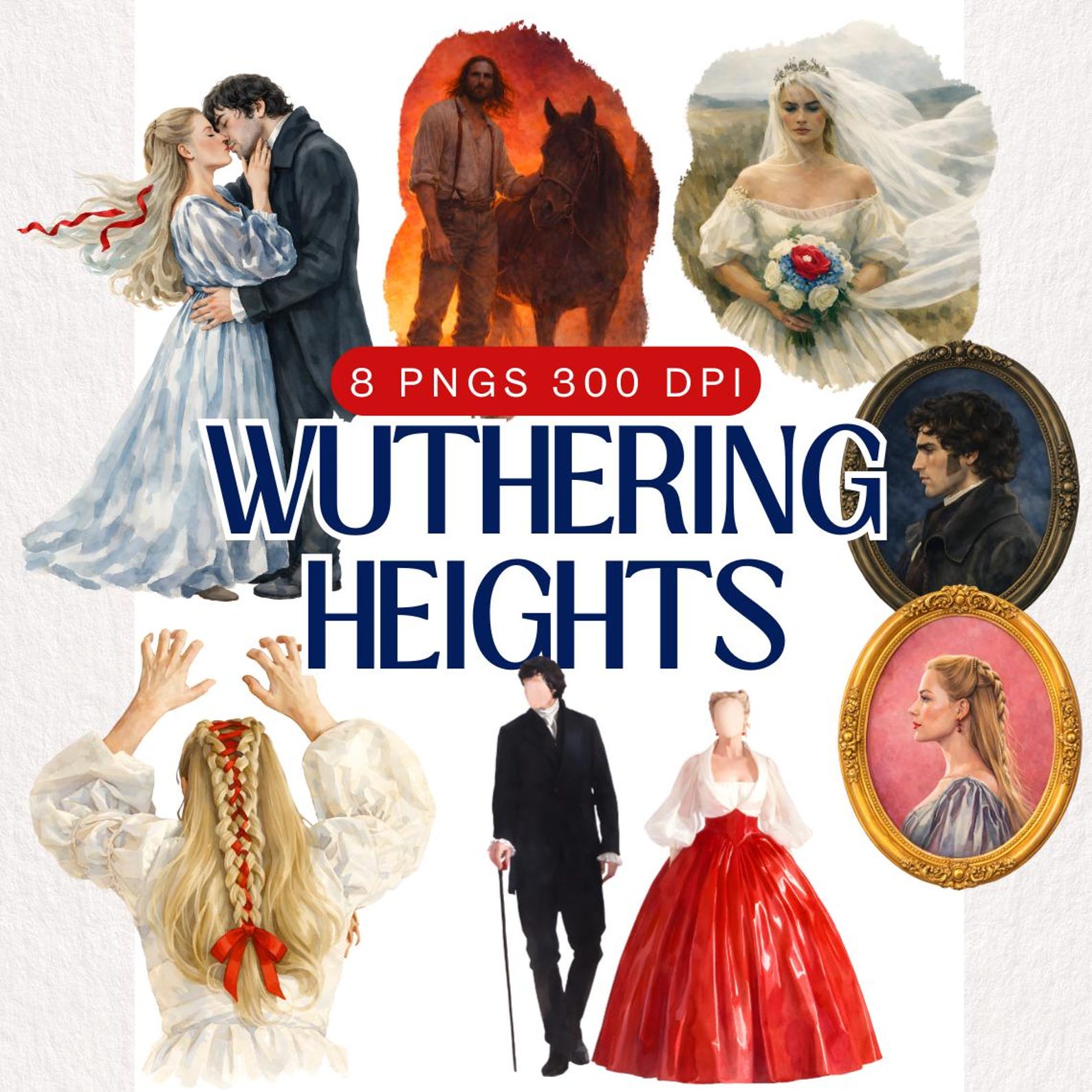 Wuthering Heights Inspired Clipart Bundle | Gothic Romance | 8 PNG 300 ...