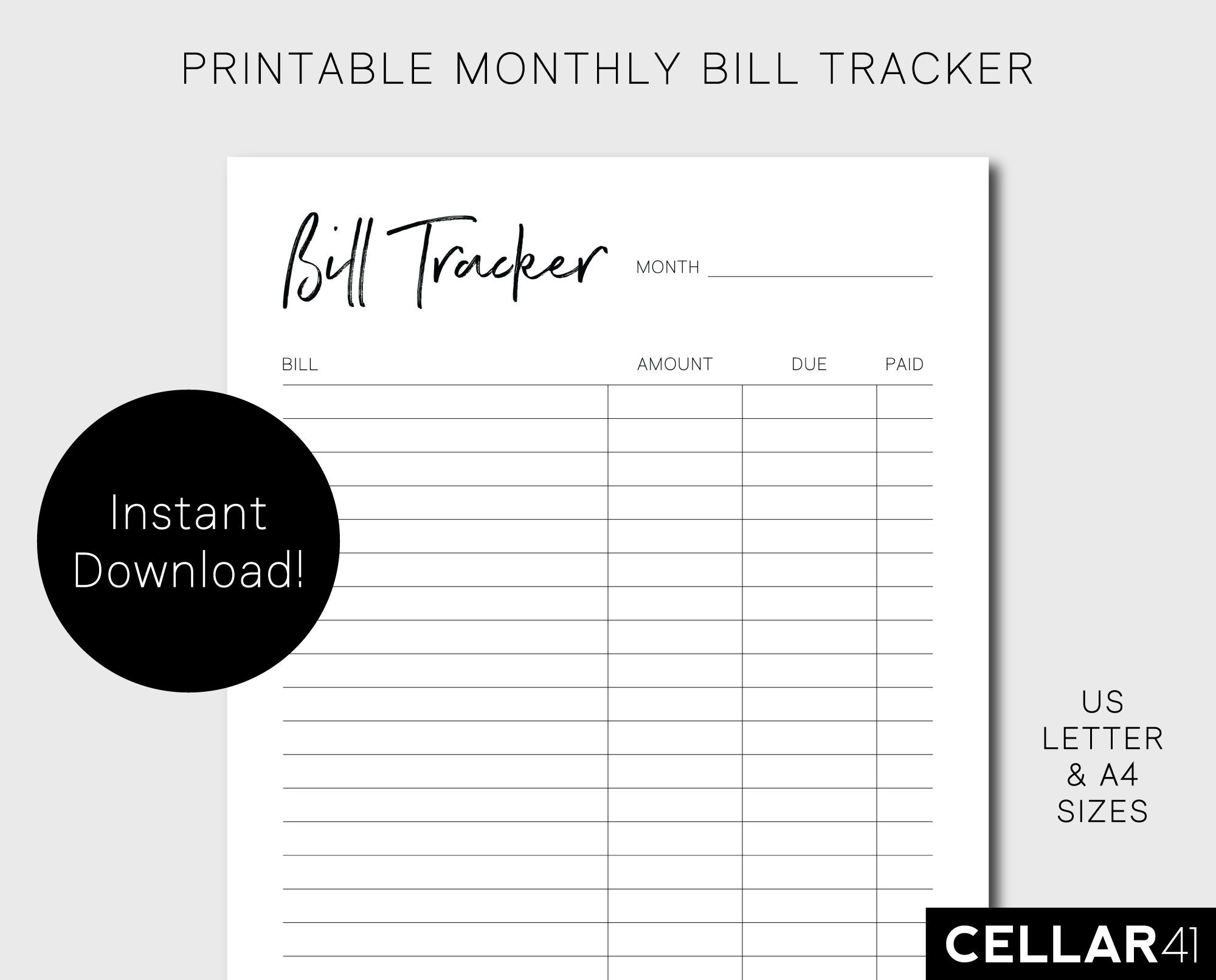 Letter Size Budget Planner Monthly Bill Tracker Printable Paper &amp; Party ...