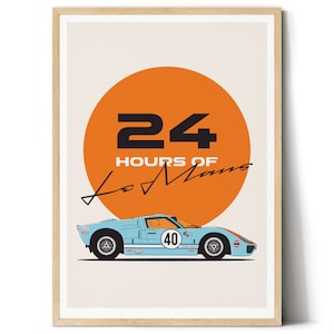 Ford GT40 24 hours of Le Mans Digital download poster