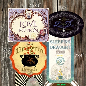 Magic Potion Labels, Printable Digital PDF Potion Labels