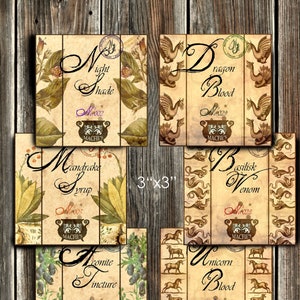 Magic Potion Labels, Printable Digital PDF Potion Labels