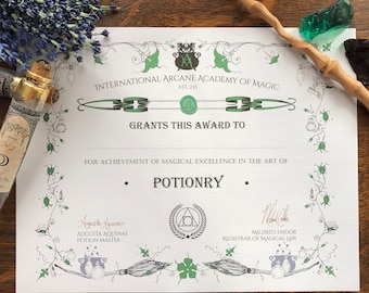 Potion Award Certificate: Wizard Theme Party Decor (PDF)