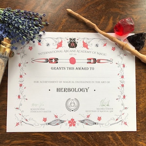 Magical Herbology award, Magic Certificate, Magic diploma