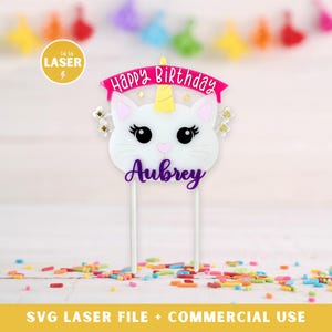 Kitticorn Birthday Cake Topper Laser SVG File