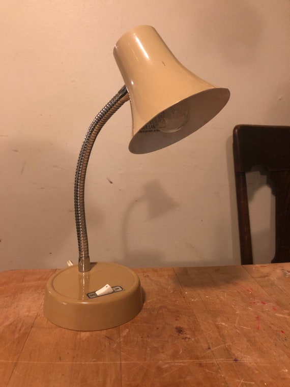 Vintage Small Olive Green Brown Beige Metal Gooseneck Desk Etsy