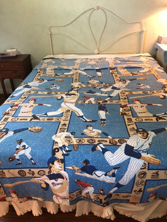 Vintage Sears And Roebuck Co Perma Prest Made In Usa Mlb Full Bedspread