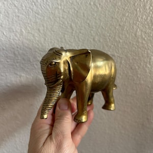 vintage brass elephant figurine. Elephant statue. Elephant bookend. Elephant paperweight. Office decor