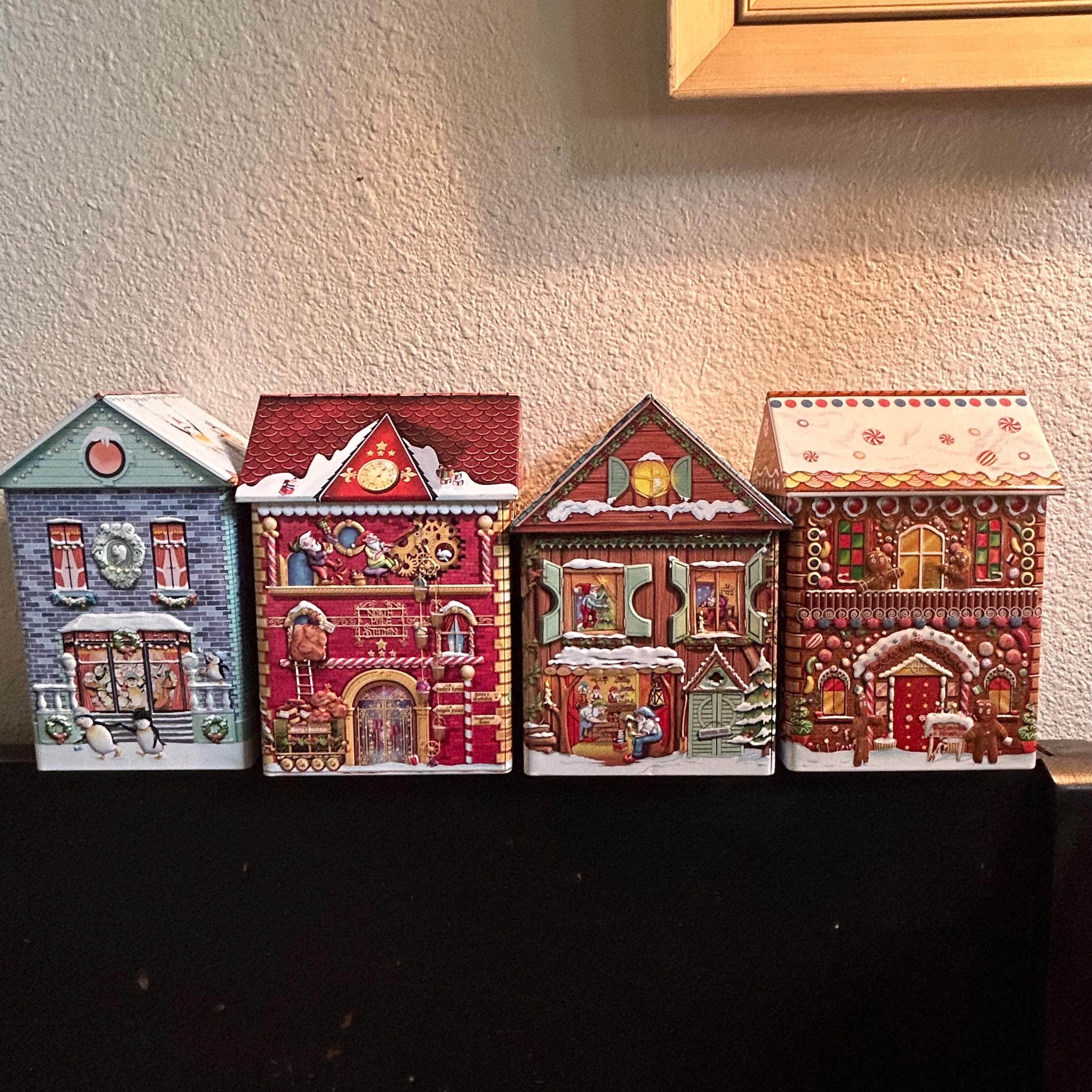 Harry London-fannie May Chocolate Christmas Village Tin Set of
