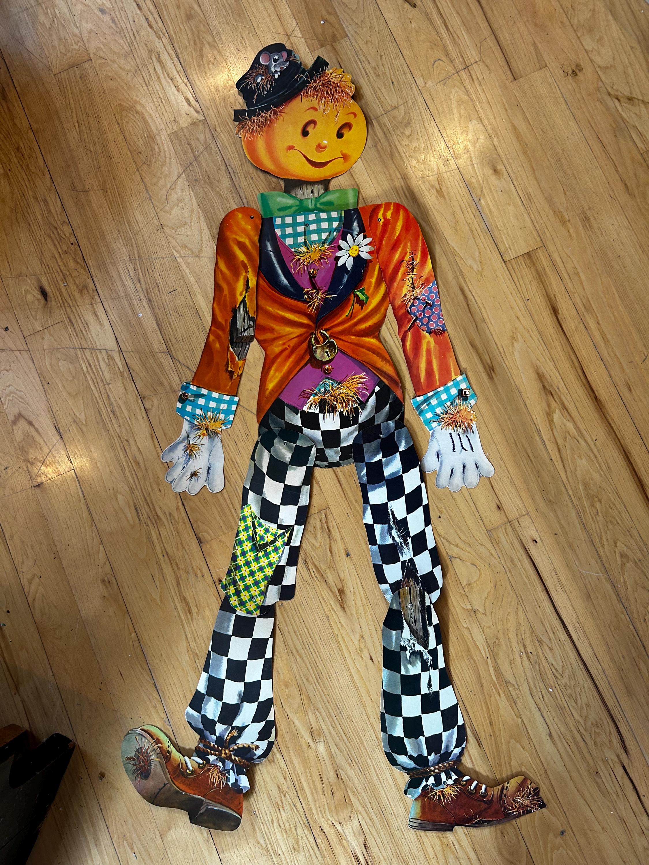 Vintage Diecut Paper/cardboard Jointed Articulating Scarecrow